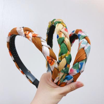 PROLY New Fashion Headband For Women Handmade Braided Hairband Autumn Oil Painting Style Vintage Headwear Narrow Side Hair Band