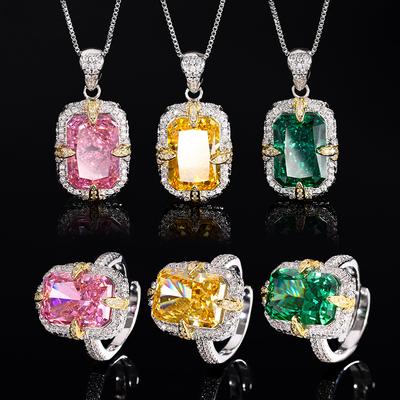 Jewelry High Carbon Diamond Ice Flower Cut Copper Inlaid Retro Light Luxury Suit Female Host 10 * 14