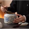 Ceramic Tea Leaf Jar Blue and White Porcelain Candy Jar Multifunctional Home Coffee Bean Nut Herb Storage Box Home Decoration