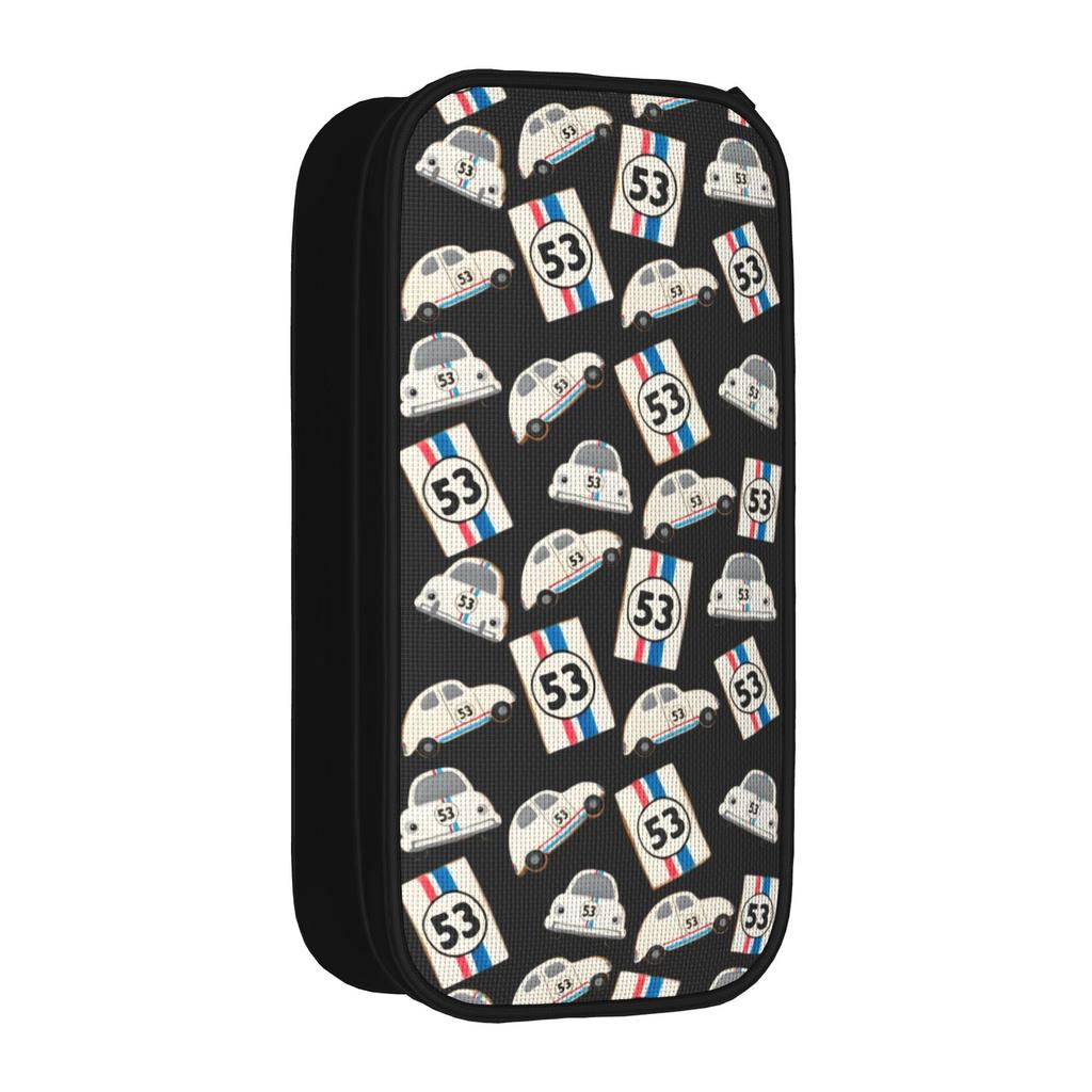 Herbie Number 53 Pencil Cases Classic Race Car Enthusiasts Stripe Pen Holder Bags Big Capacity School Pencilcases Accessories