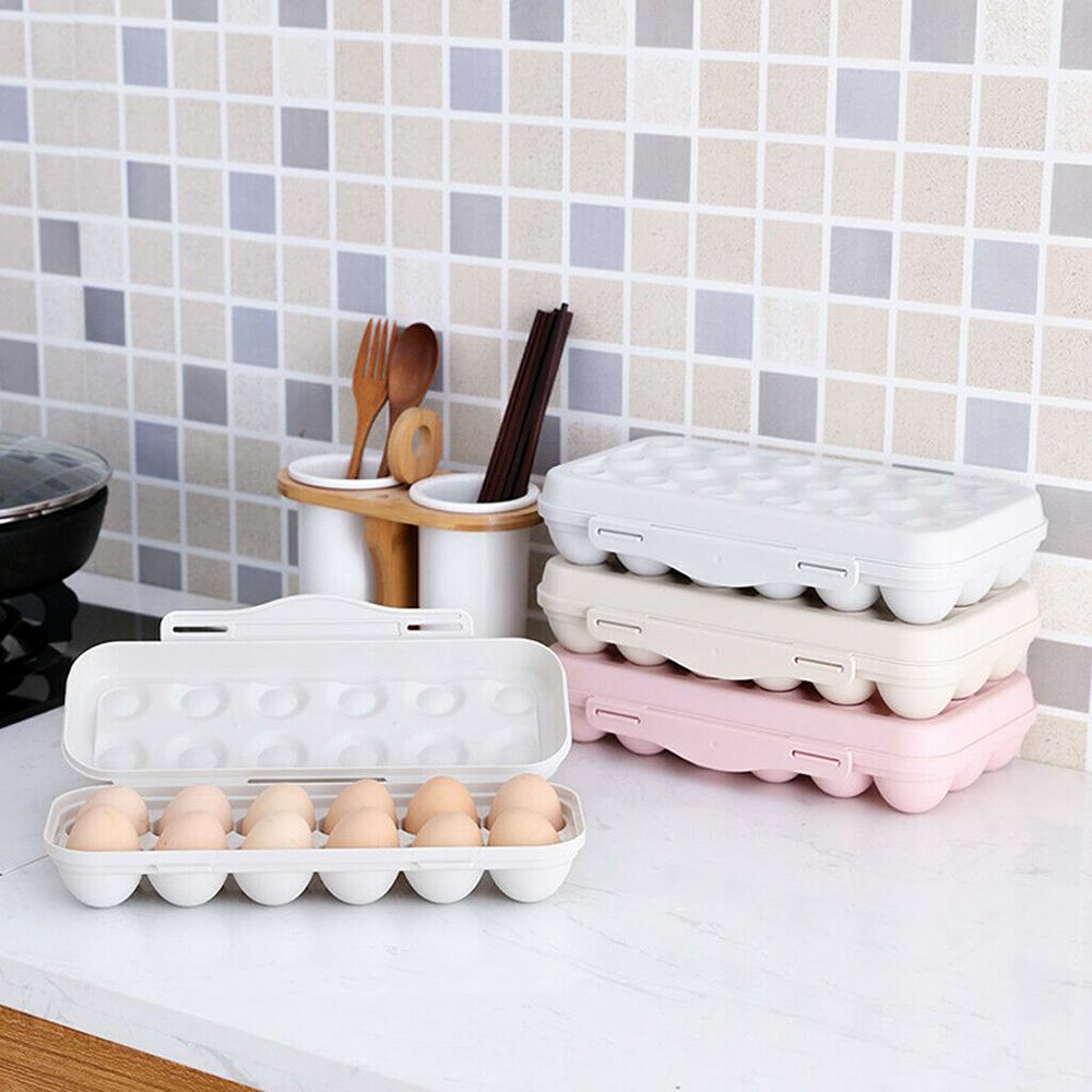 Grids Plastic Egg Holder Box Egg Storage Tray Refrigerator Crisper Storage Container Organizer