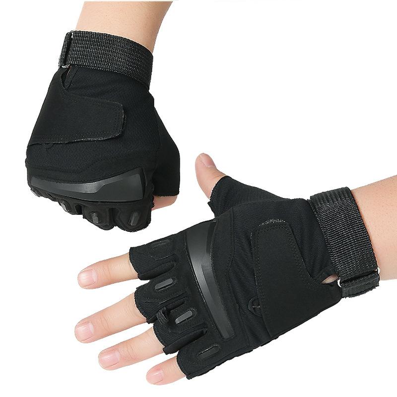 Men's Half-finger Outdoor Fitness, Sports Protection, Non-slip Driving, Riding, Colored Military Fans, Fighting Tactics, Half-finger Gloves