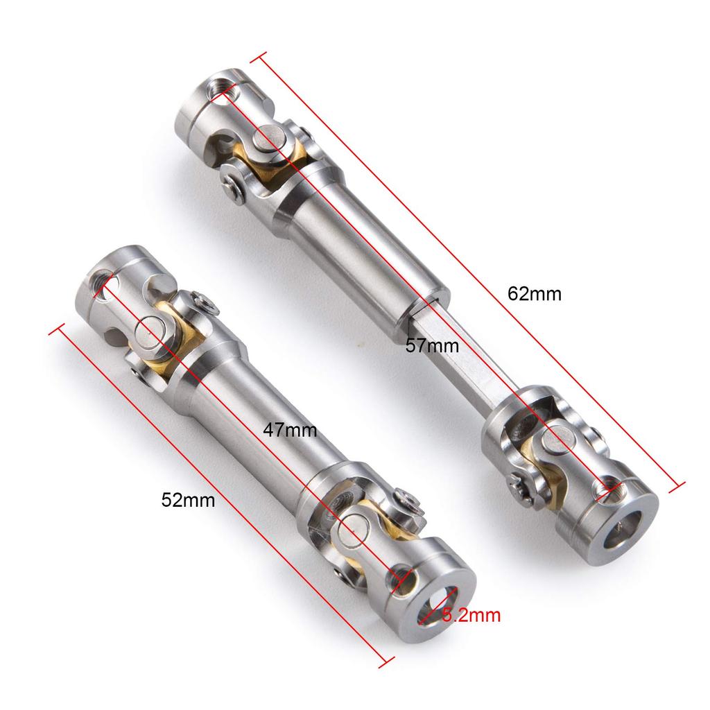 TRZX RC Metal Drive Shaft 40-260mm Upgrade Part for 1:14 Tamiya Trailer Tractor Truck RC Crawler Car (47-57mm)