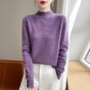 Autumn & Winter Women's Thick Wool Half-High Collar Pullover Sweater - Loose, Solid Color, Versatile Knit.