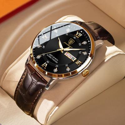 Orologio da Uomo 2025 Nuovo Impermeabile Luminoso Doppio Calendario Orologio al Quarzo Ultrasottile Uomo Orologio Diamante
