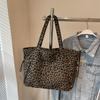 Korean Ins Leopard Print Canvas Bag Female Lazy Relaxation Versatile Cloth Bag Large Capacity Student Shoulder Tote Bag