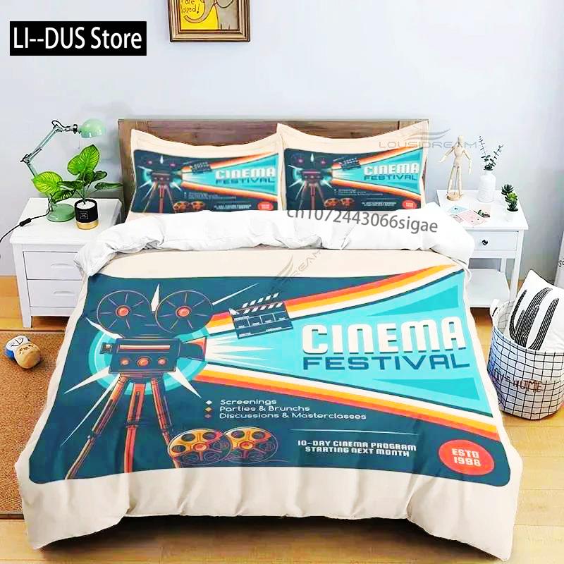 Movie Film Clap Board Patterns Comforter Bedding Set,Duvet Cover Bed Set Quilt Cover Pillowcase,King Queen Size Bedding Set