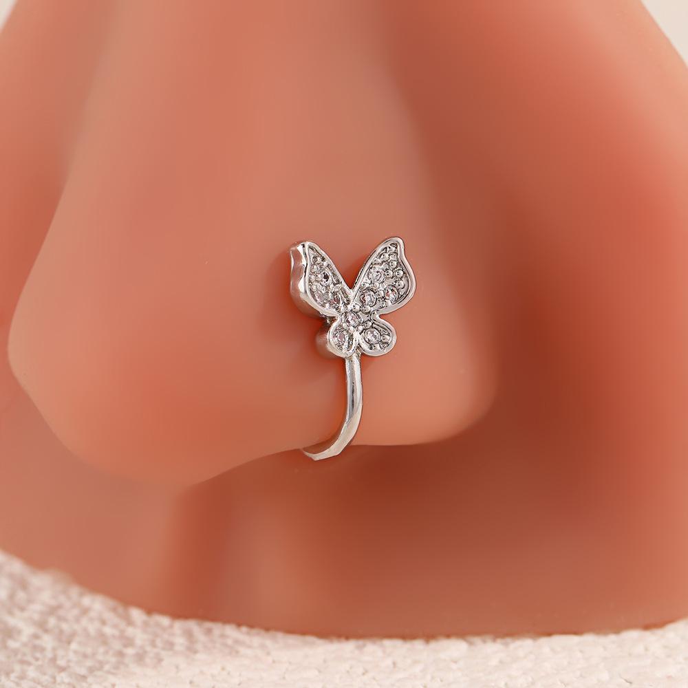 Design de Nicho Argola de Nariz Individualidade Borboleta Diamante Clipe de Nariz Moda Feminina Versátil Exquisito Pequena Joia de Piercing