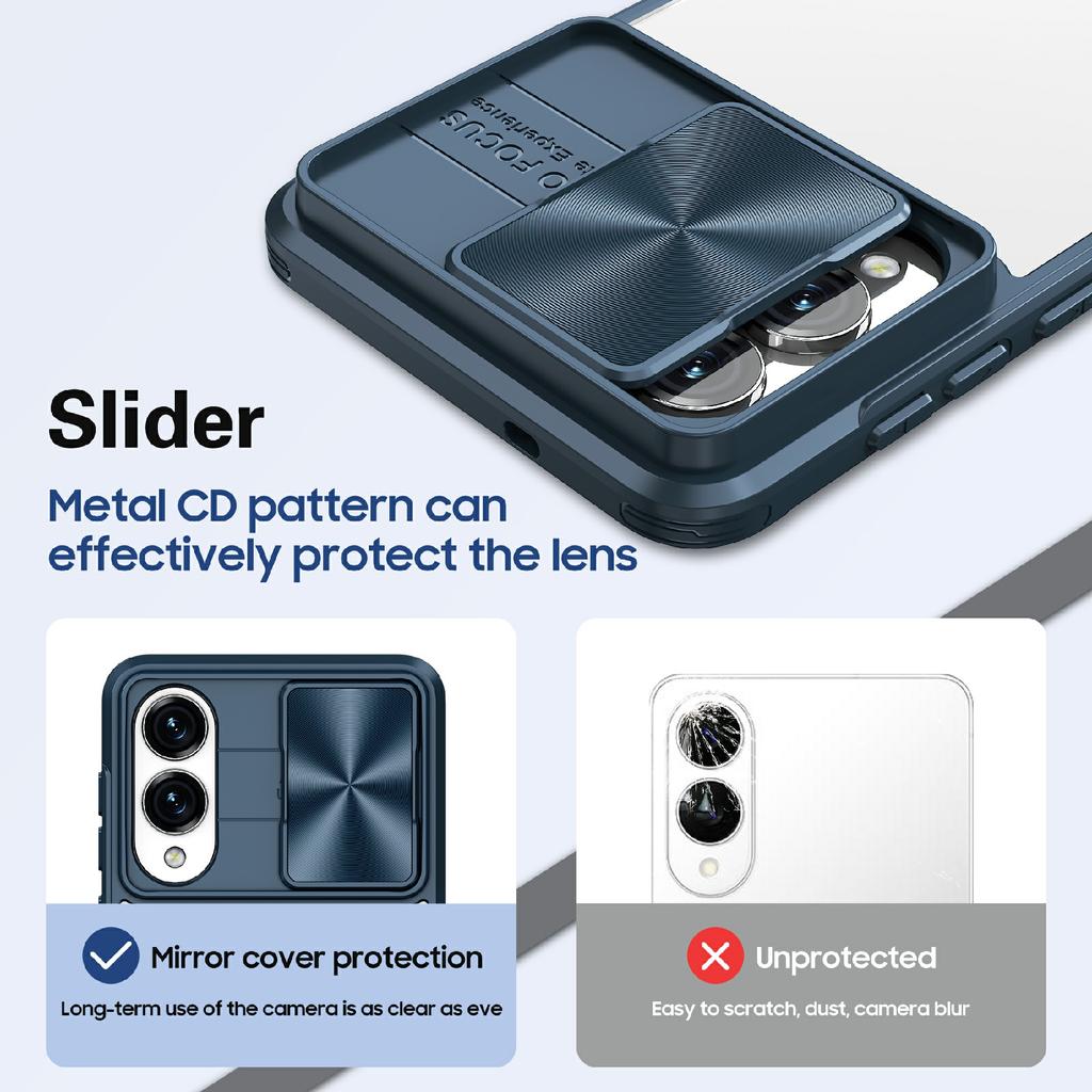 For Samsung Galaxy S25 Edge Case TPU + PC Clear Phone Cover with CD-Veins Camera Lens Sliding Lid