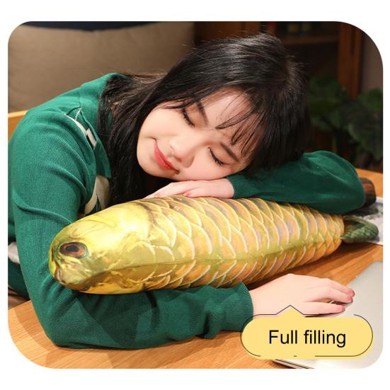 Fish Plush Pillow Soft Back Cushion Golden Arowana Red Carp Doll Plushies Companion Sleep Stuffed Sea Animal Simulation Fish