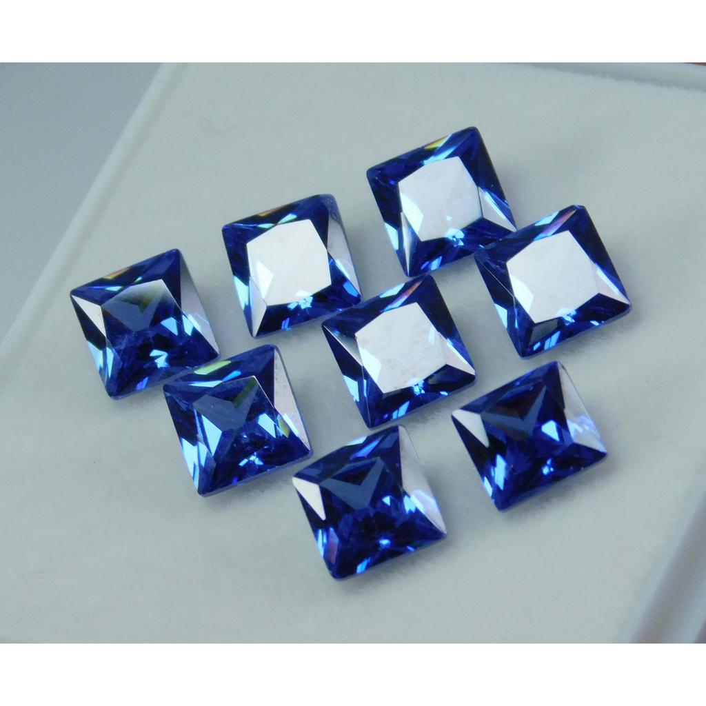 Blue Sapphire CERTIFIED Square Cut Ring Size 8 PCS Natural Loose Gemstone Lot MULTTIQ133