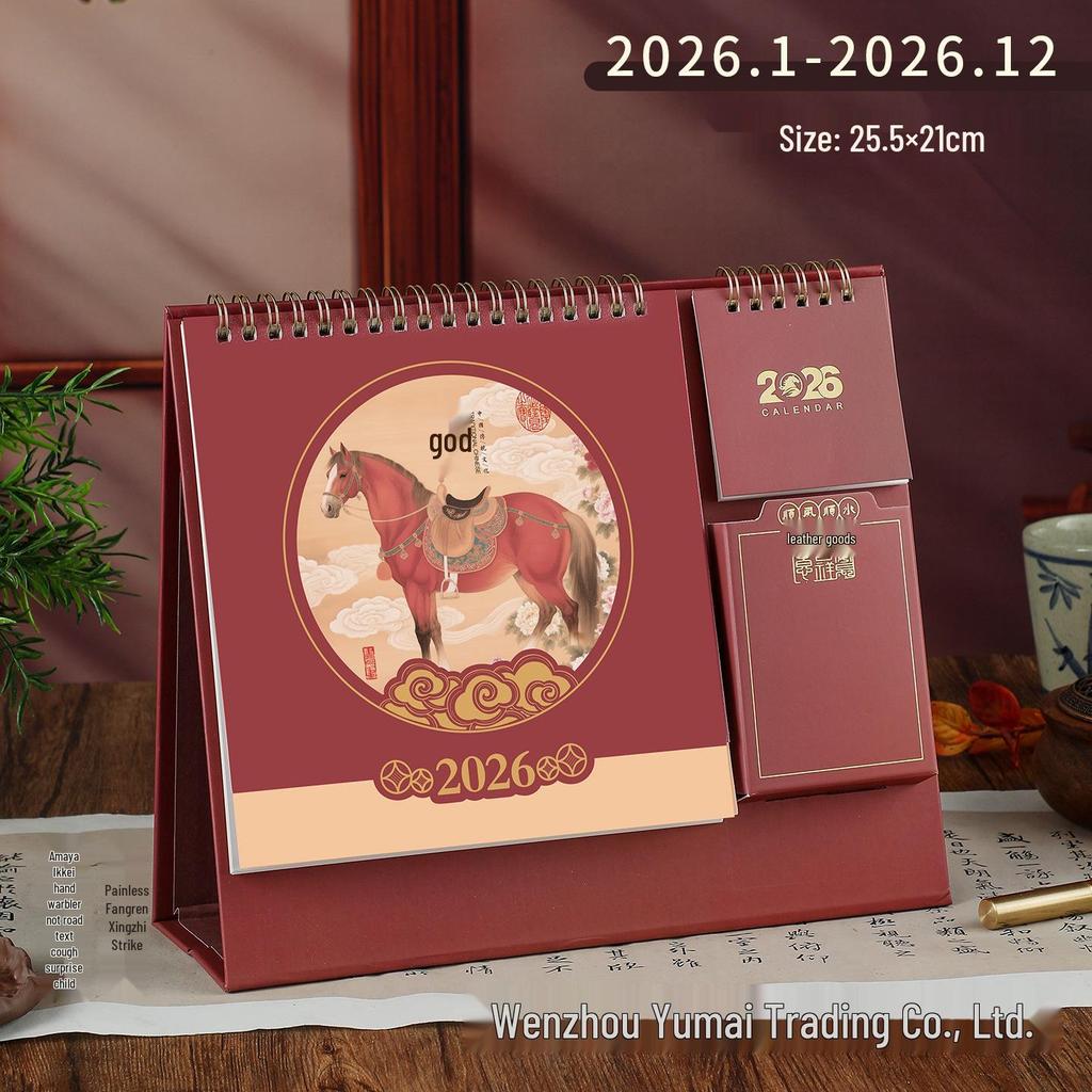 2026 Cute Cartoon Desk Calendar with Pen and Paper Holder - Monthly Creative Desktop Ornament