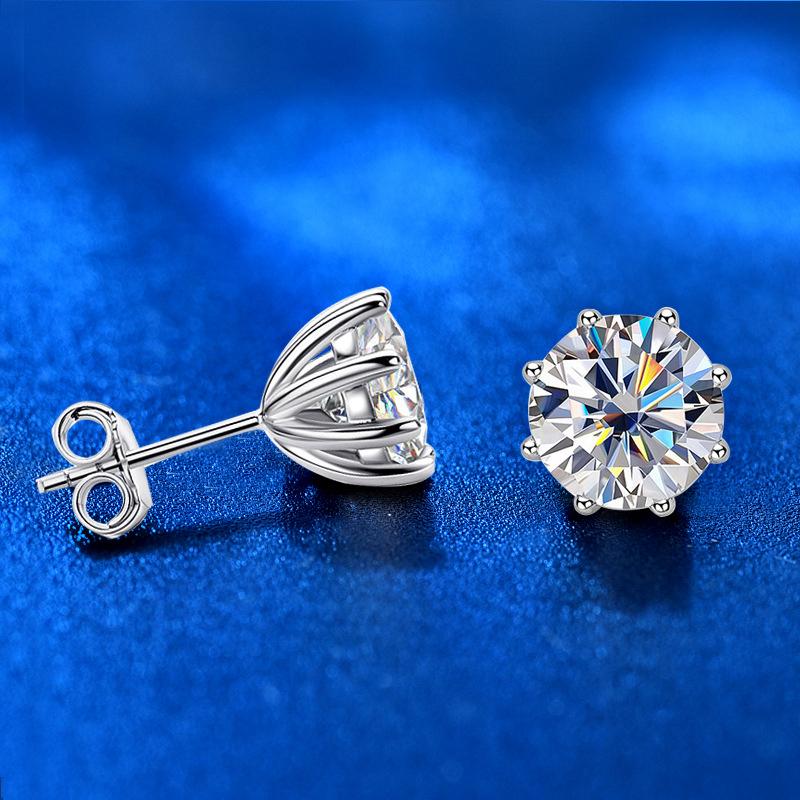 Luxury 925 Sterling Silver Women Earrings 2 .0ct D Color Moissanite Stud Earrings For Women Bride Sparkling Wedding Jewelry Gift