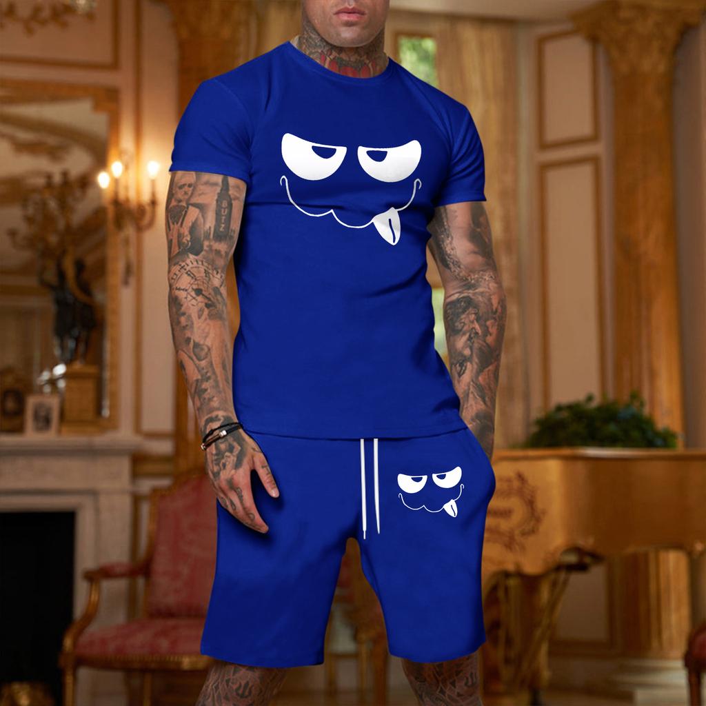 Men's Loose Fit Short Sleeve T Shirt and Shorts Set Casual Two Piece Outfit Comfortable Summer Wear Breathable Fabric Suitable for Outdoor Activities