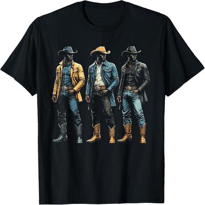 Black Cowboy Western Rodeo Melanin Black History Texas Men T-Shirt(4)