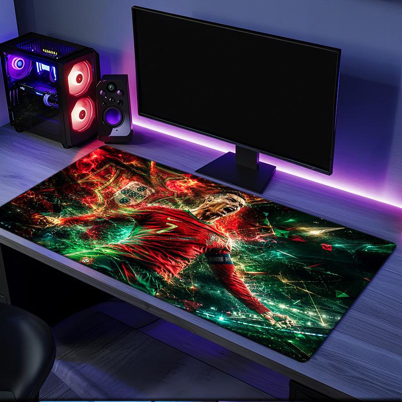Ronaldo's Fiery Celebration mouse pad, rubber base, esports desk mat, mouse pad for gamers and office use, gaming desk , easy to clean mat