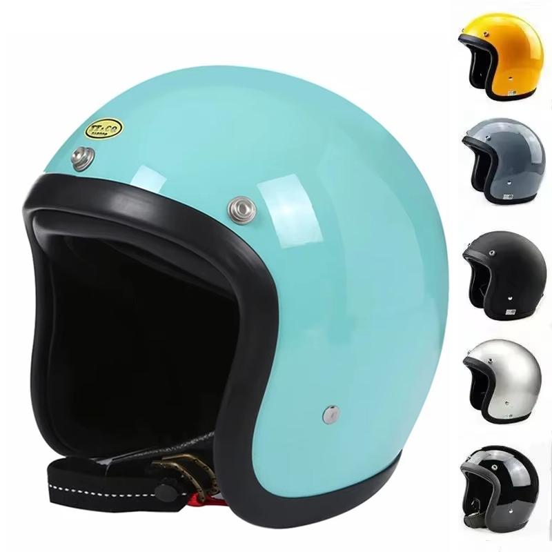 Retro Motorcycle Helmet Open Face ECE DOT Approved Moped 3/4 Vintage Low Profile Japanese Style Half Helmet Men Women Casco Moto