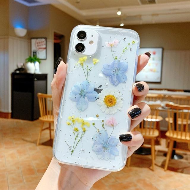 Trockene Blume Transparente Handyhülle für Iphone 11 12 13 14 Mini Pro Max Xs X Xr 7 8 Plus Se 2020 Weiche stoßfeste Hüllen Abdeckung