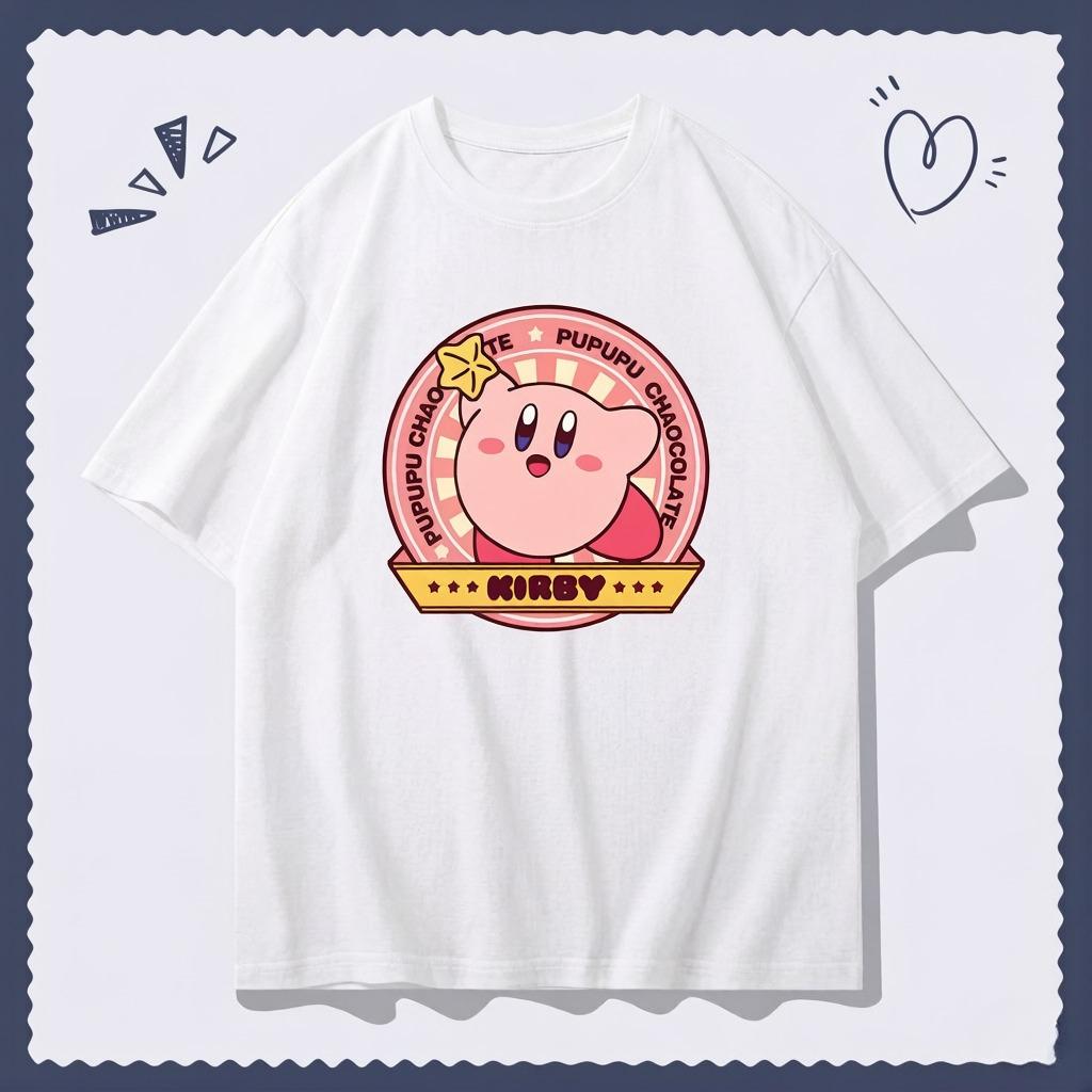 

Cartoon Kirby Shortsleeved Tshirt for Unisex 2026 Summer Animestyle Pure Cotton Tshirt Japanese Style Fashion Apparel 4XL