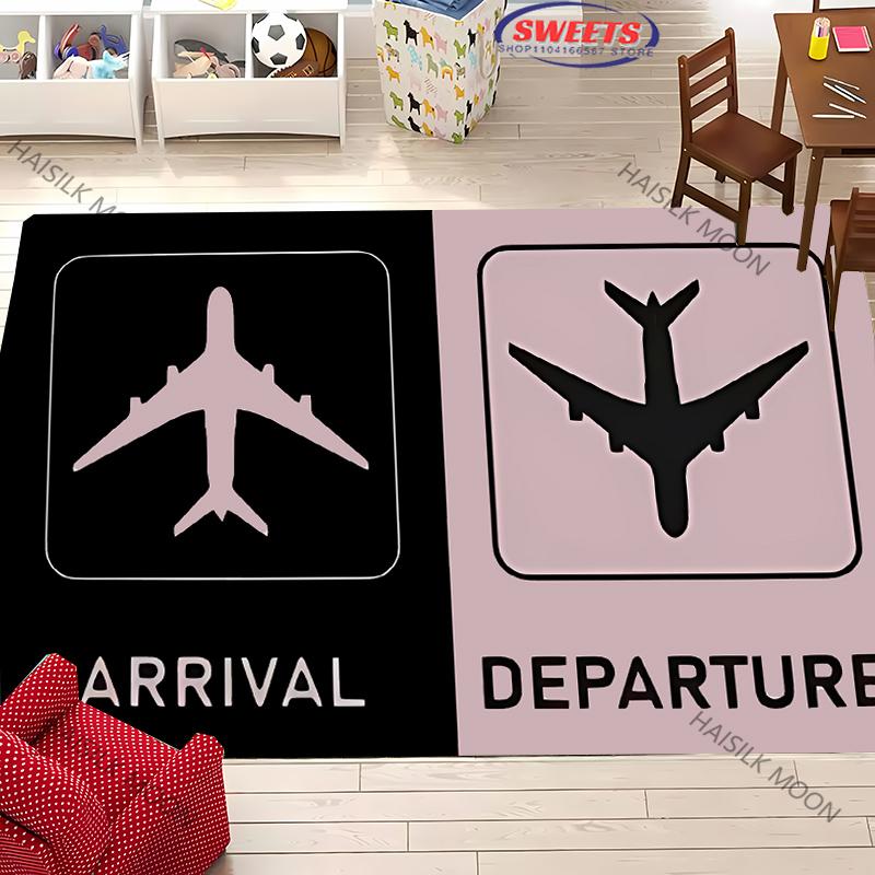Aircraft Theme Airstrip Airport Signs Printed Carpet Living Room Bedroom Sofa Large Area Decorative Mat Kids Play Soft Rug Gift
