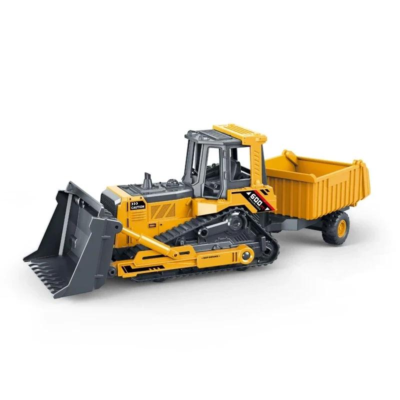 מחפרון מלגזה משאית הנדסית טרקטור דגם רכב Diecast פלסטיק דחפור דו-ראש צעצוע רכב רכב אינרציאלי צעצוע לבנים