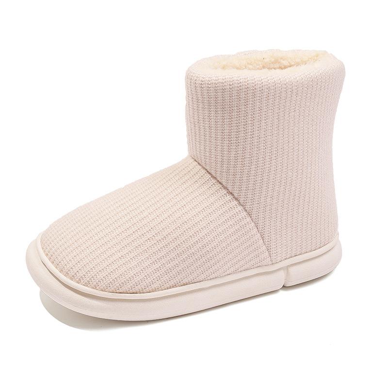 Dicke Sohle Samt Ein-Pedal Kurzer Schaft Leichte Schneestiefel Winter Neue Damen Baumwollstiefel in großen Größen