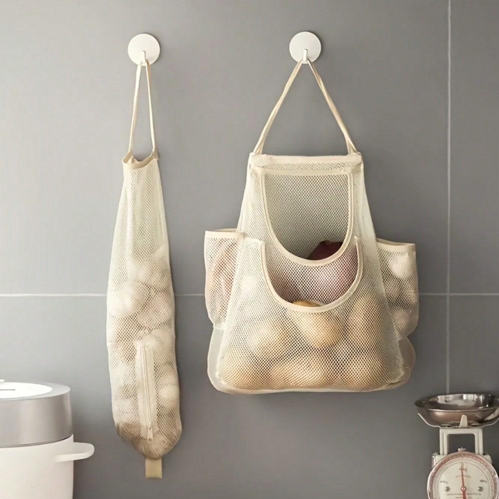 Single Pack Onion Ginger Garlic Storage Bag, Fruit And Vegetable Hanging Mesh Bag, Wall-Mounted Shopping Bag Garbage Bag Storage Net