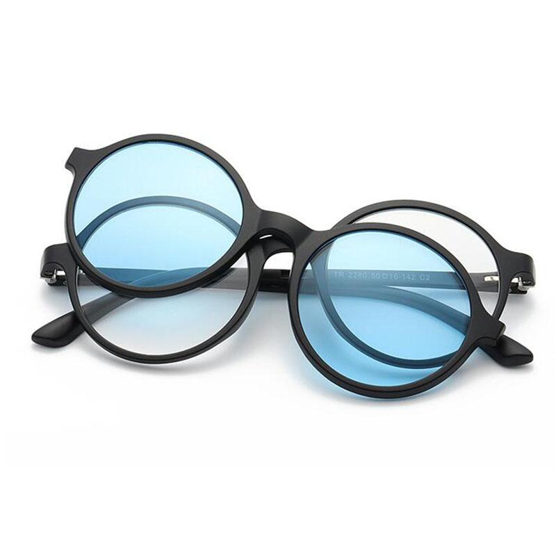 

2280 Magnet Clip Round Myopia Glasses 0 -0.5 -1.0 -2.0 To -6.0 Hyperopia Sunglasses +0.5 +1.0 +2.0 To +6 0