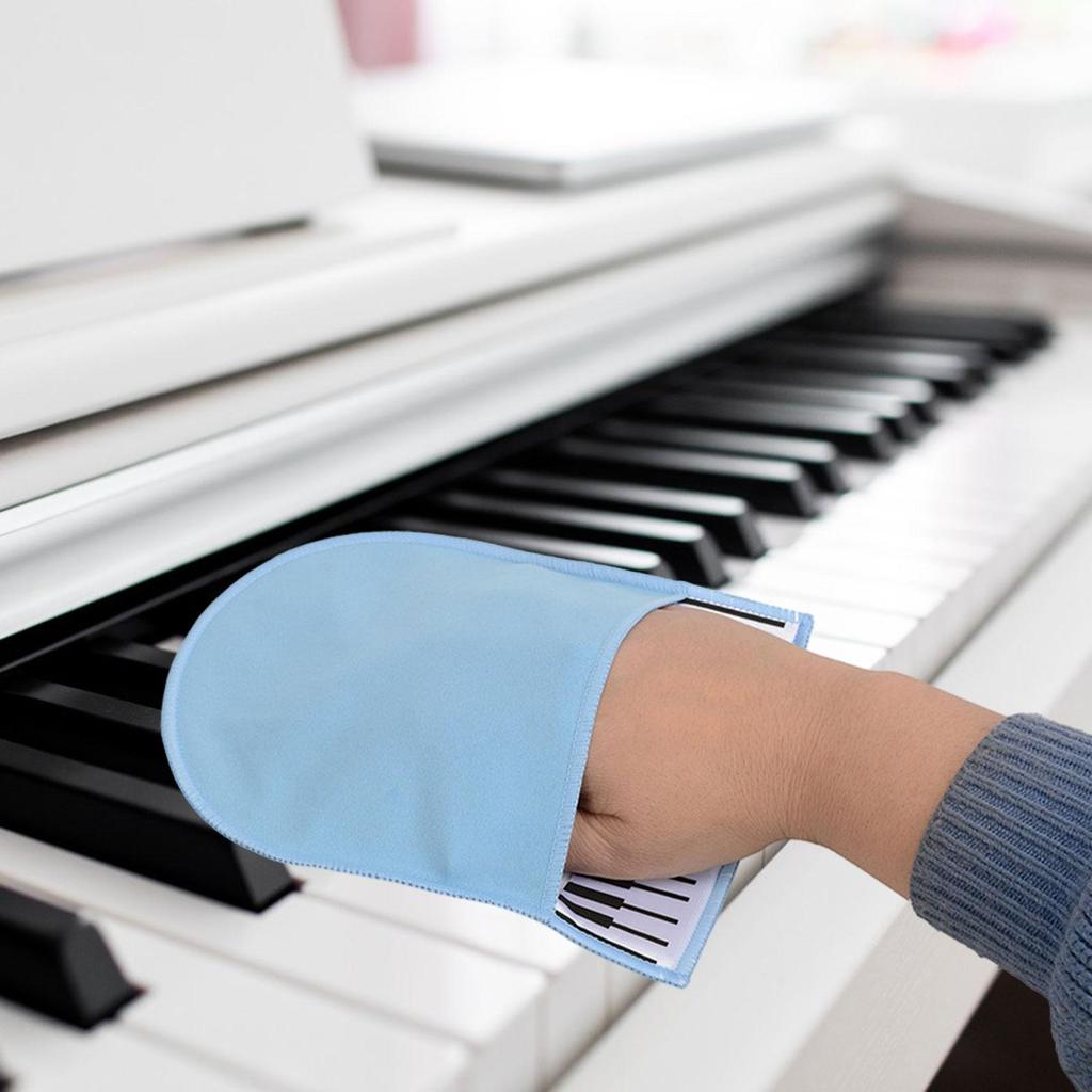 Instrument Polishing Cloth Microfiber Clean Dusting Mitt Keyboard Cleaning Glove for Musical
