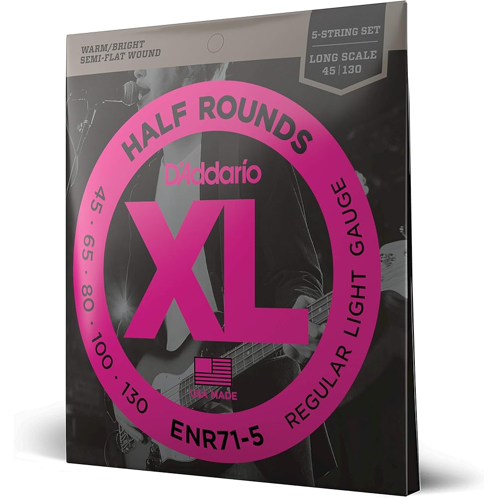 D'Addario Daddario Bass Strings Half Round/Pure Nikkel Long Scale 5 Strings .045-.130 ENR71-5 [Do...