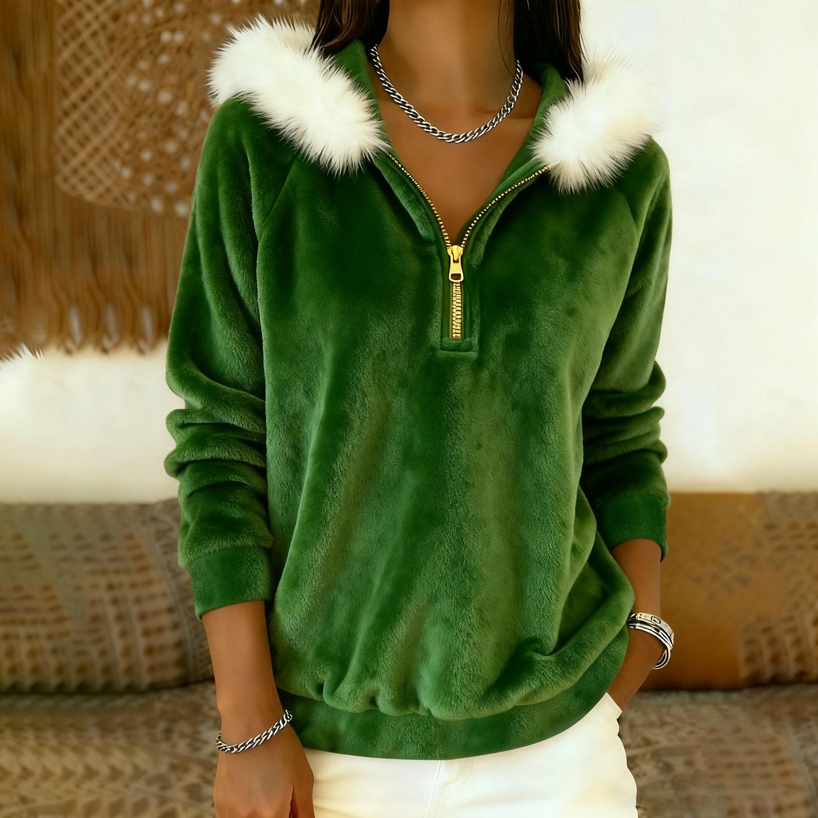 

Womens Cute Sweaters Casual Crewneck Fleece Pullover Long Sleeve Thermal Soft Fuzzy Sweater Winter Clothes L