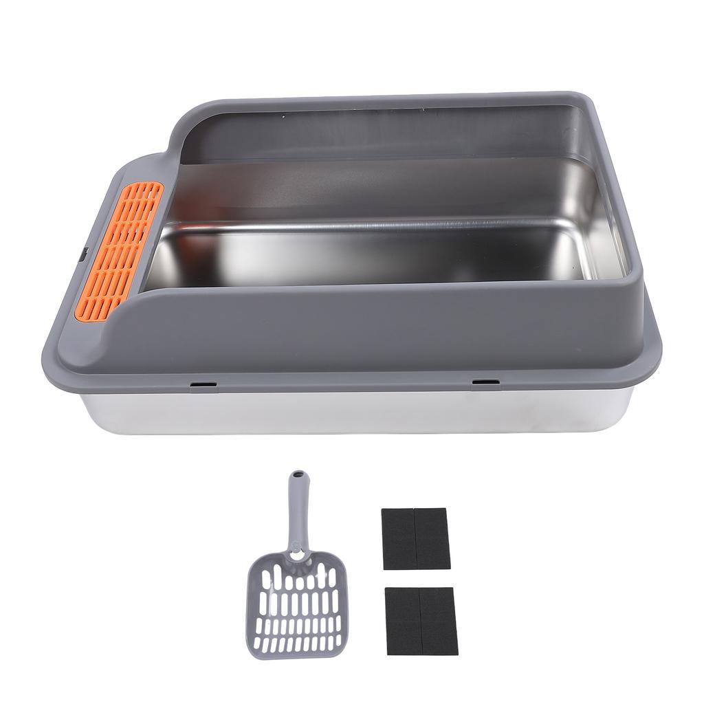 Kočičí záchod Nerezová ocel Velká kapacita Horní vstup Proti rozstřiku Kovový záchod s únikuvzdorným dnem