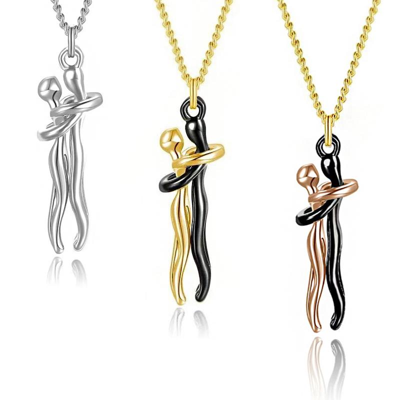 1PC Symbole d'Amour Mode Couple S'Étreignant Port Quotidien Pendentif Collier Cadeaux Alliage Saint-Valentin Bijoux Nouveau Exquis