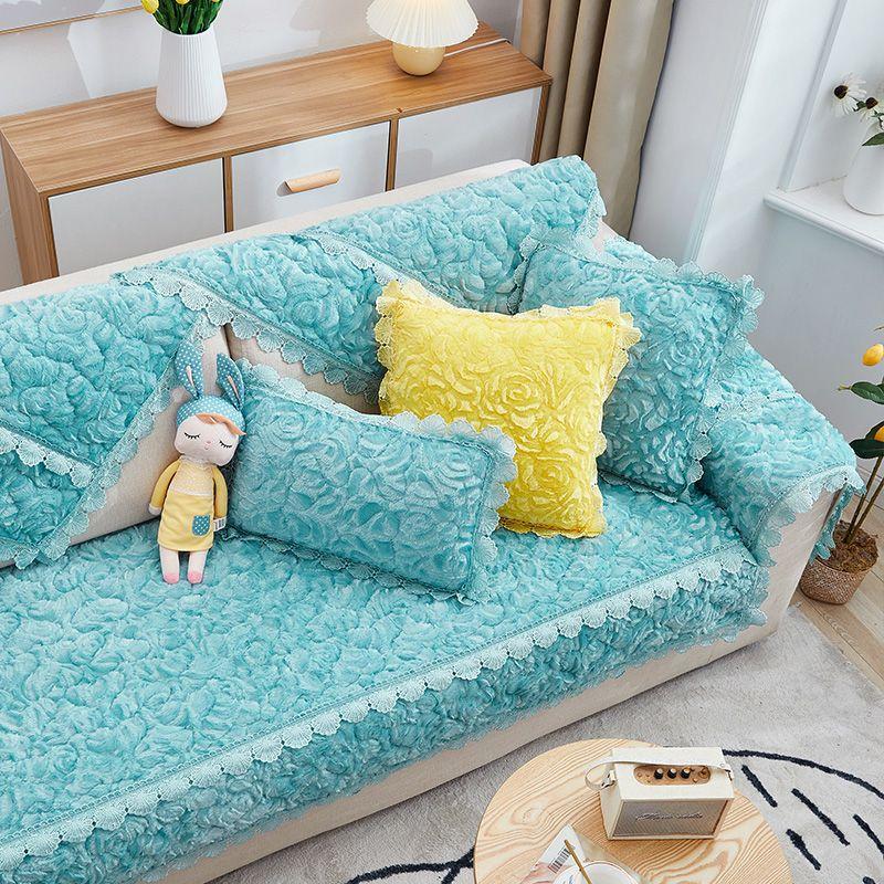 Plush Sofa Cushion Winter Antislip Cushion High-End Simple Plush Thickened Sofa Cover Four Seasons Universal Cover Cloth