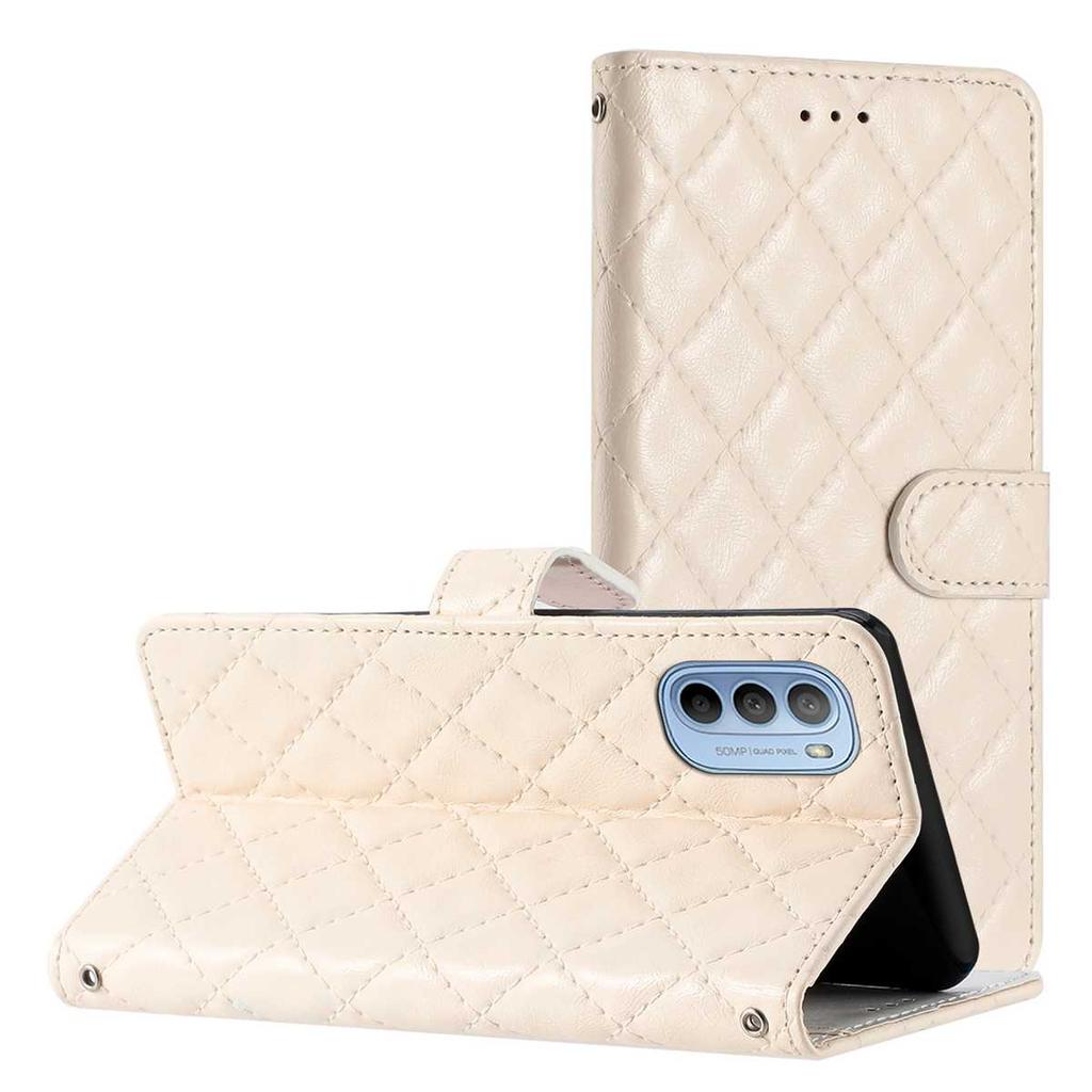 Quilted Pattern Faux Leather Wallet Case for Motorola Series.Moto E13 E20 G05 G54 Edge 40 Edge 50 Edge 60... 360° Protection with Card Slots & Stand
