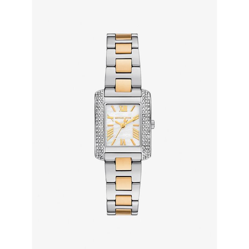 Женские часы Michael Kors Petite Emery с паве, двухцветные, MK4882 серебряный