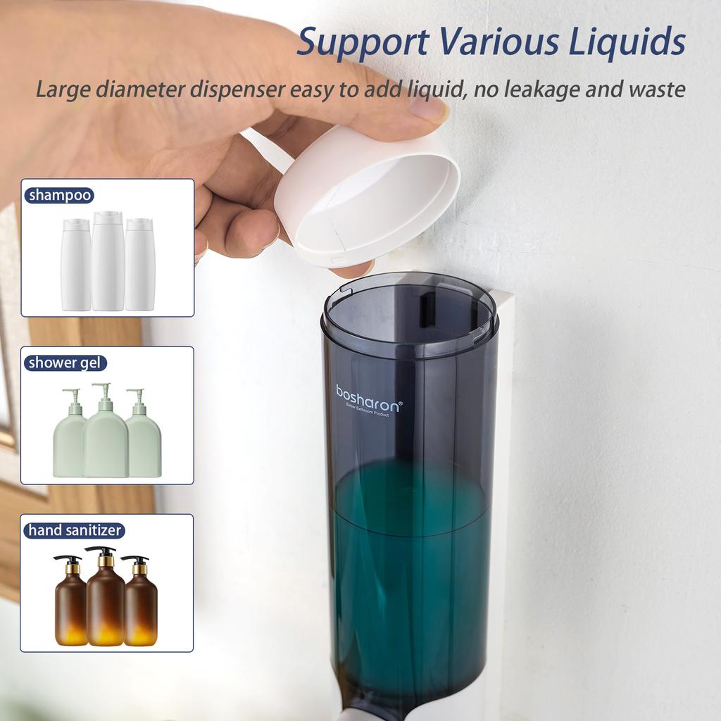 Factory China Wall Mounted Soap Dispenser Luxury White Plastic Hand Press Manual Shampoo Conditioner Soap Dispenser