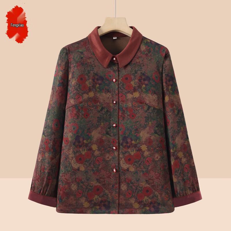 Women s Floral Print Long-Sleeve Cardigan Shirt XL