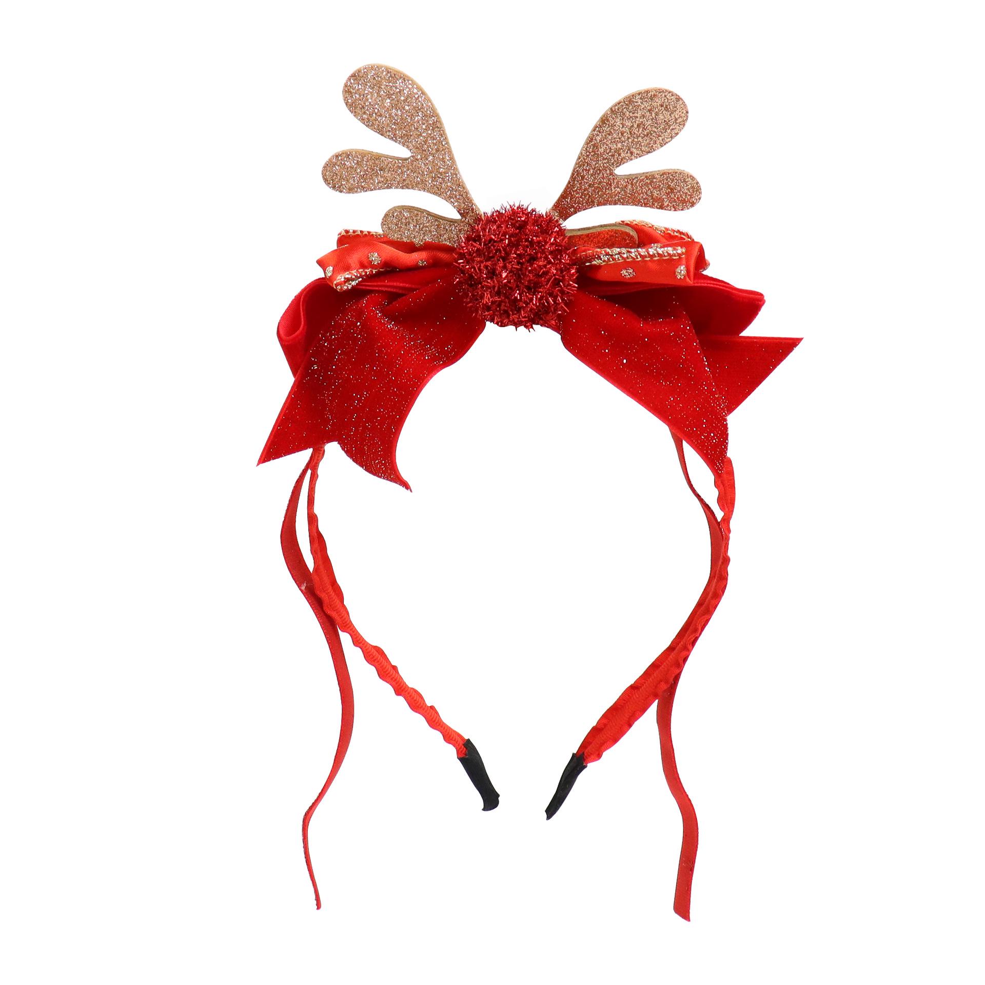 

Wendi Christmas Red Minnie Antler Headband for Adults & Kids - Cute Holiday Cartoon Hair Accessory