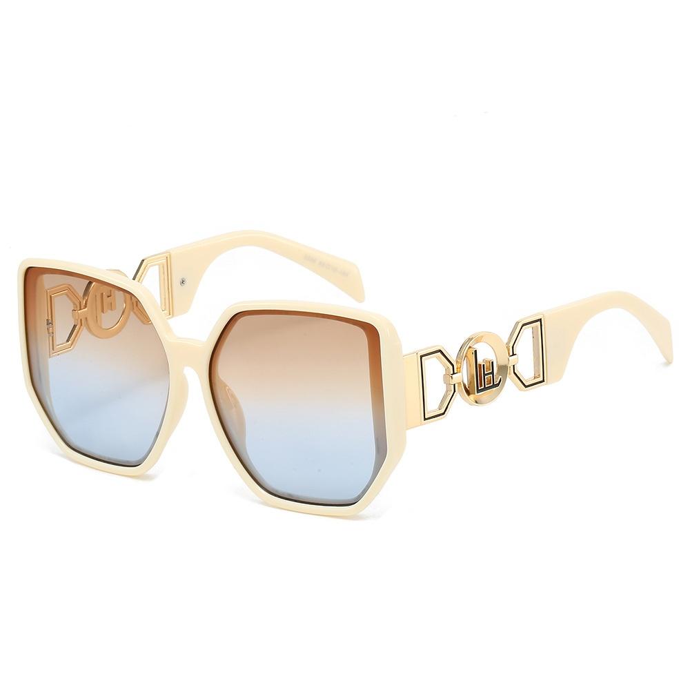 New Luxury Leopard Gradient Square Women Sunglasses  Personality Metal Frame Hollow Design Men Sunscreen Sun Glasses Uv400