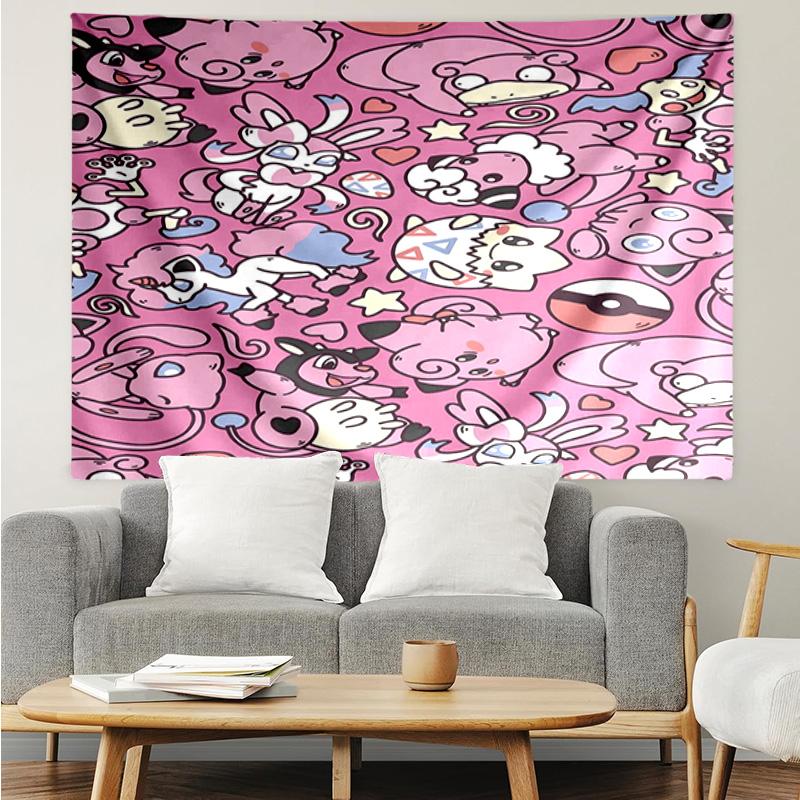 1PC Pink pika Pattern K-pop music group Tapestry Accessories for Bedroom,Livingroom, dormitory Room Wall Decor Fan Birthday Gifts