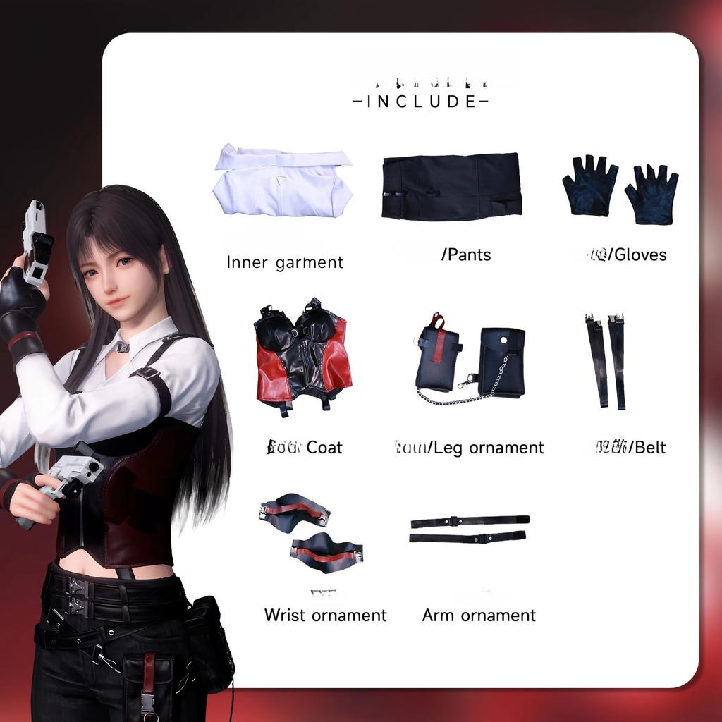 Tifa Lockhart Cosplay Costume Set Final Fantasy VII Rebirth Tactical Outfit with Corset Gloves for Halloween Comic Con