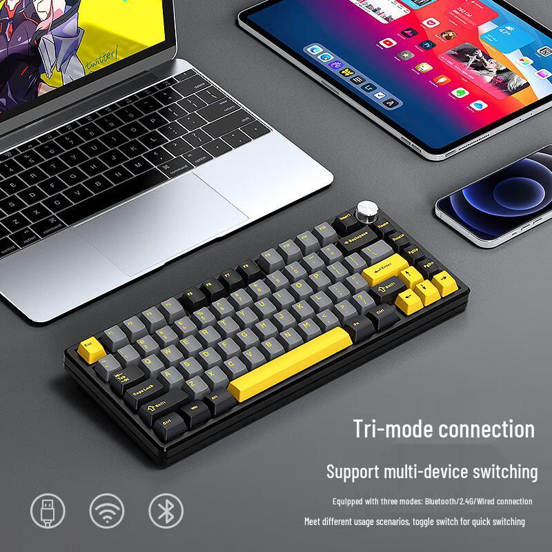 Y-FRUITFUL 83-Key Aluminum Tri-Mode Gasket Mechanical Keyboard