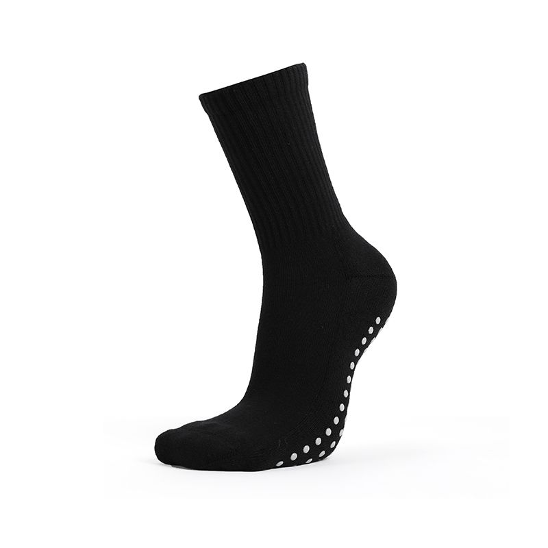 

Sports Floor Socks Non-Slip Yoga Socks Men and Women Professional Non-Slip Socks Mid-Calf Length Large Size Towel Bottom Sweat-Absorbent Breathable Black 1 Pair (39-44 Male free size)