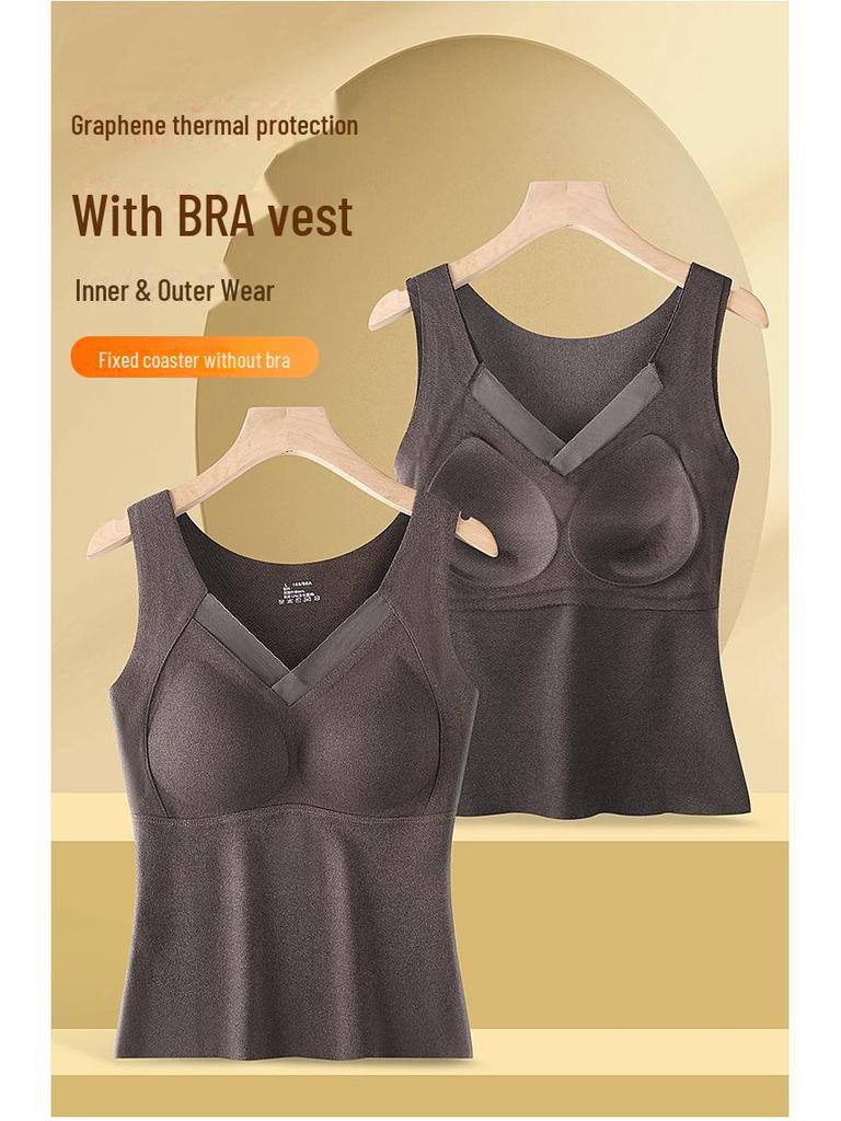 Damska kamizelka termiczna z aksamitu grafenowego z wszytymi miseczkami