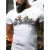 Men's T-Shirt White Duck Motorcycle Cartoon Print for Casual Wear