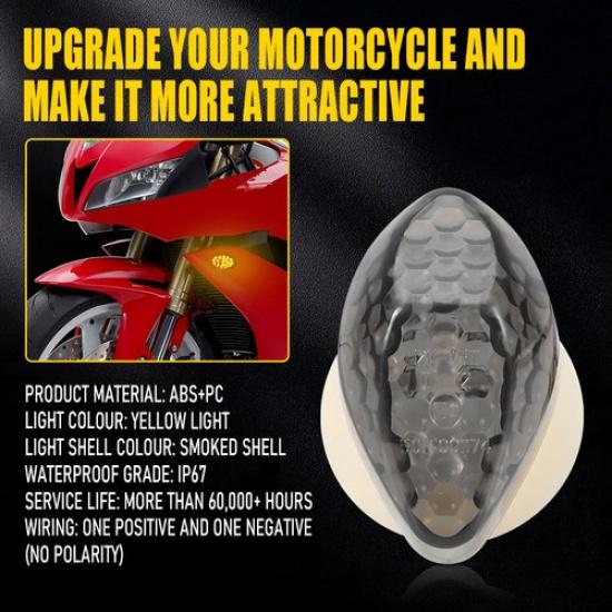 4X Front Rear Turn Signals Lights Indicator Amber Fits Universal Motorcycle