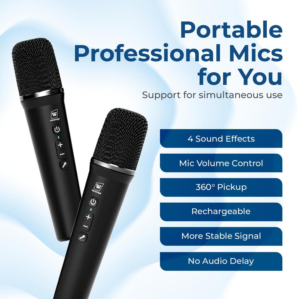 W WINBRIDGE S99 Portable Speaker with Handheld Microphone for Simultaneous High PA System with and MicroSD Ideal for School and More Two-Person Use,