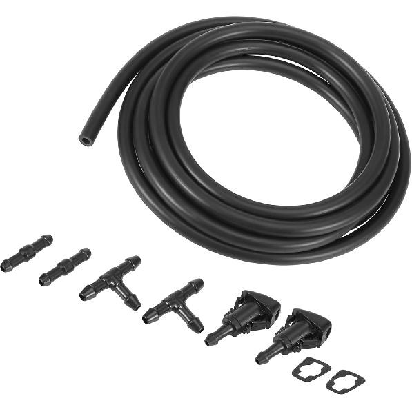Motoforti 7pcs Front Windshield Washer Nozzles Kit for Dodge for Ram for Chrysler 2 Meters Windshield Washer Hose with Connectors Replaces 5113049AA