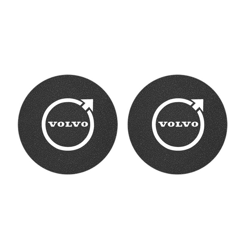 2Pcs Suede Car Coaster Mat Anti-slip Water Cup Pad For Volvo Rdesign XC90 V90 V60 XC60 XC40 V40 EC40 EX40 S60 S90 S80 V70 EX90